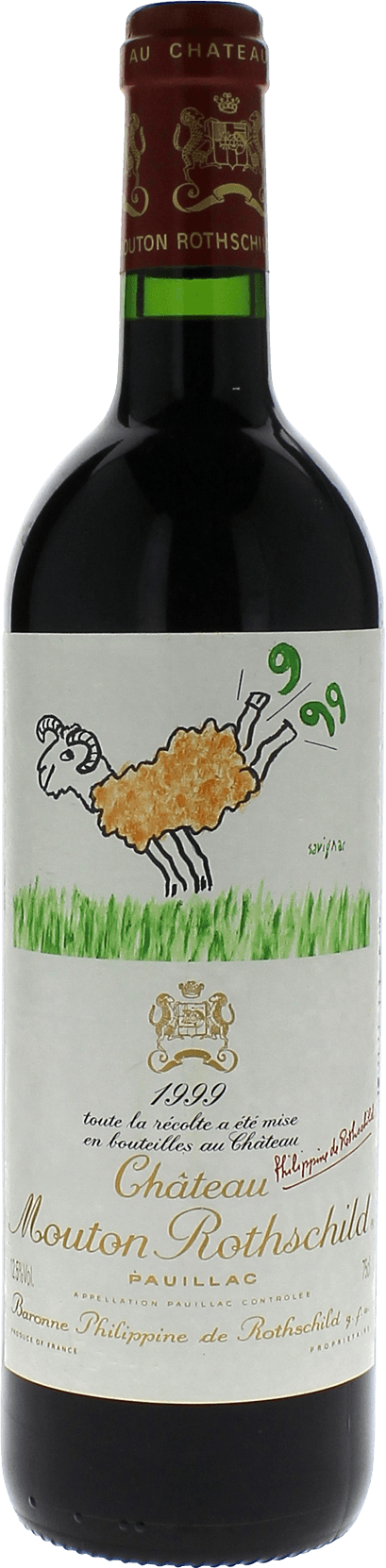 MOUTON ROTHSCHILD 1er Grand cru classé Pauillac Bordeaux rouge 1999