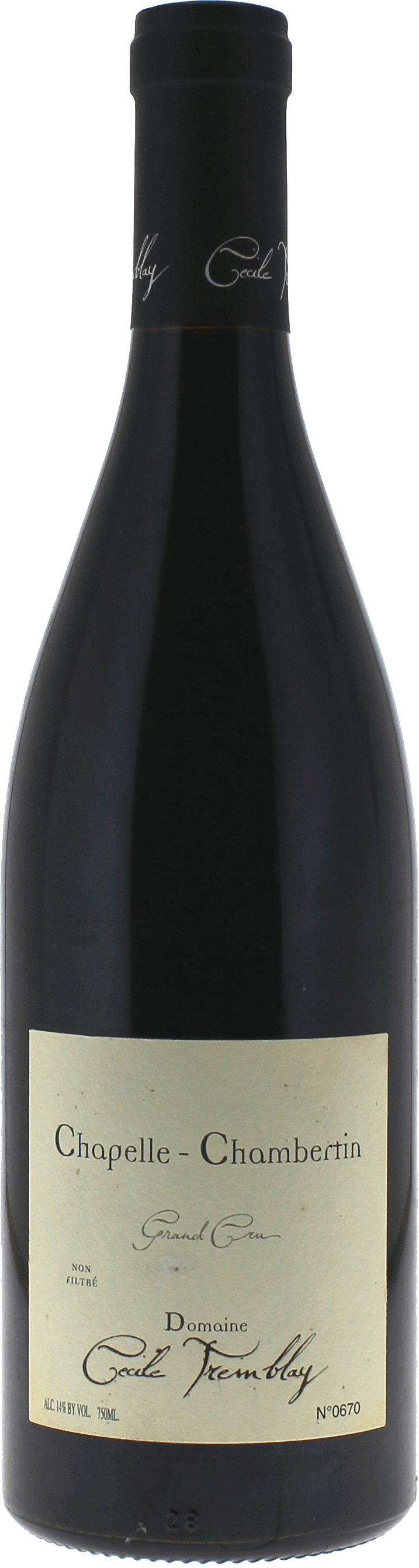 Chapelle Chambertin Grand cru Domaine TREMBLAY Cecile Bourgogne rouge 2009