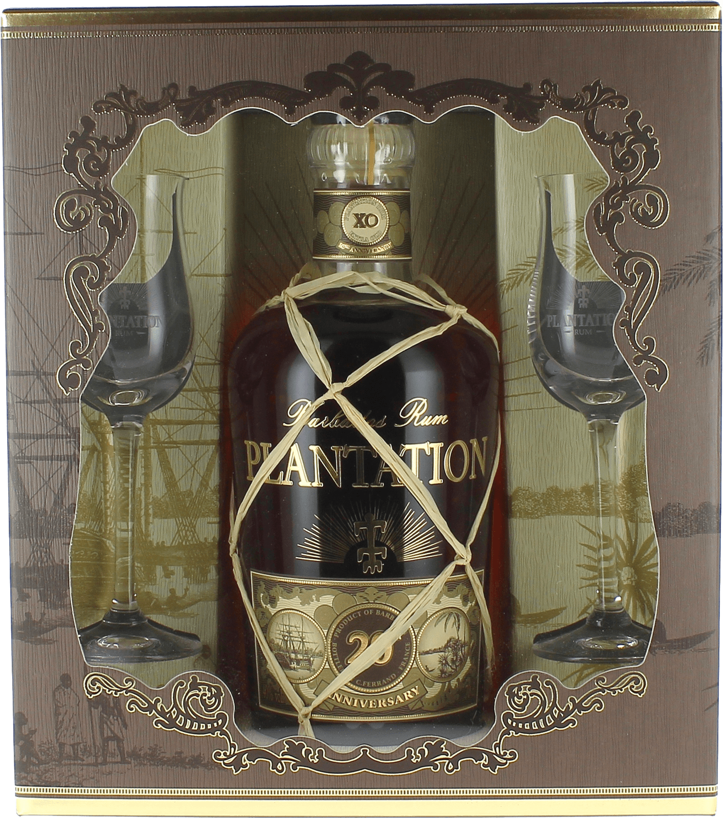 Rhum Caraibes Plantation XO 20 th ANniversary 40°Coffret deux verres Rhum