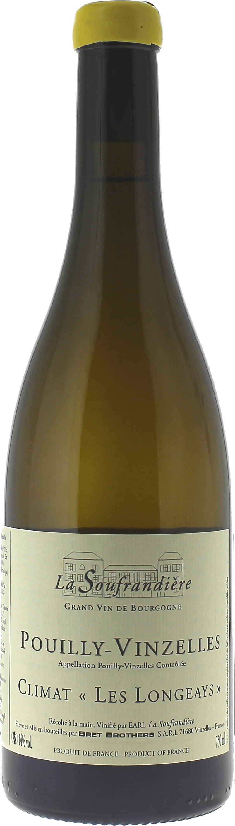 Pouilly Vinzelles Climat "Les Longeays" La Soufrandière Domaine BRET BROTHERS Bourgogne blanc 2022