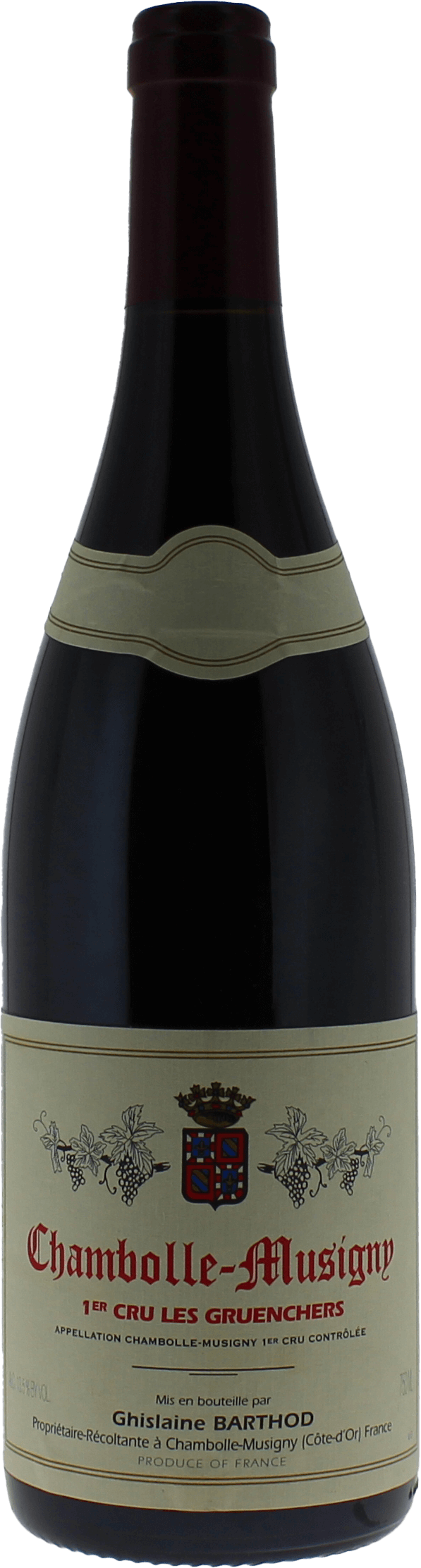 Chambolle Musigny 1er Cru les Gruenchers BARTHOD Ghislaine Bourgogne rouge 2010