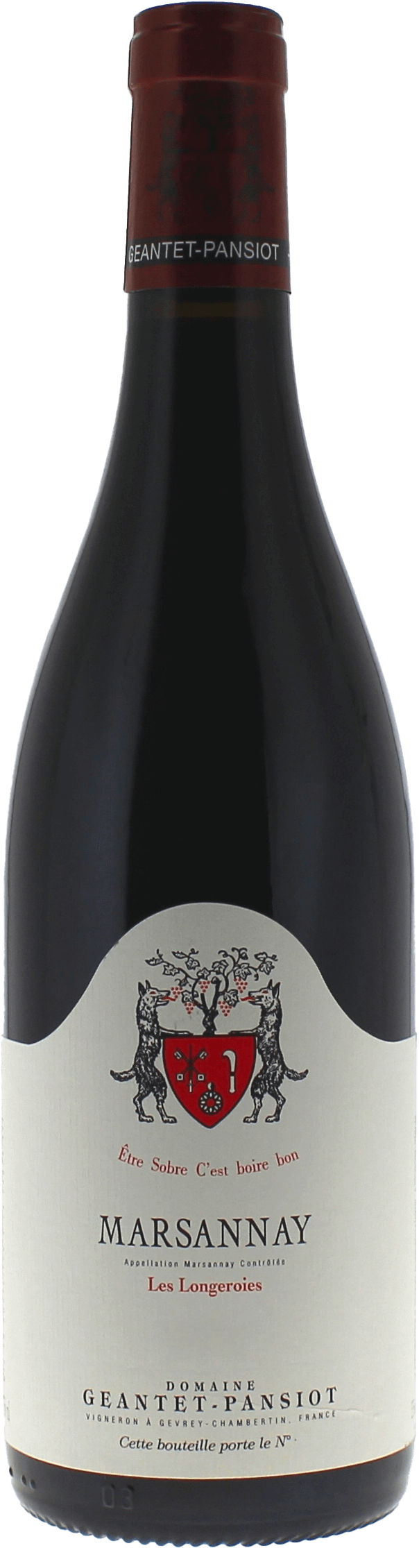 Marsannay Rouge Les Longeroies Domaine GEANTET PANSIOT Bourgogne rouge 2023