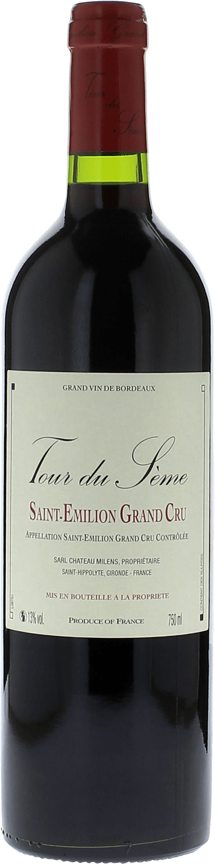 LA TOUR DU SEME 1er Grand cru B classé Saint-Emilion Bordeaux rouge 2016