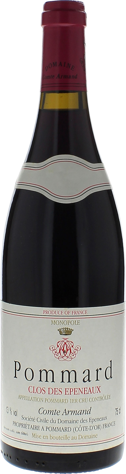 Pommard 1er Cru Clos des Epeneaux Domaine Comtes ARMAND Bourgogne rouge 1990