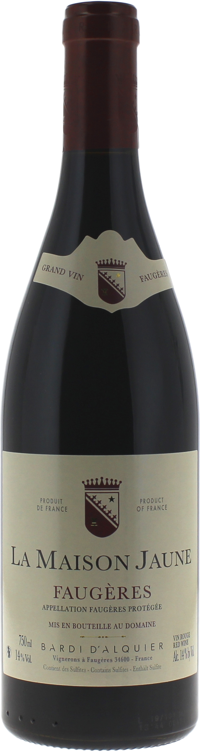 Maison Jaune Alquier Faugères aoc Languedoc-Roussillon 1998