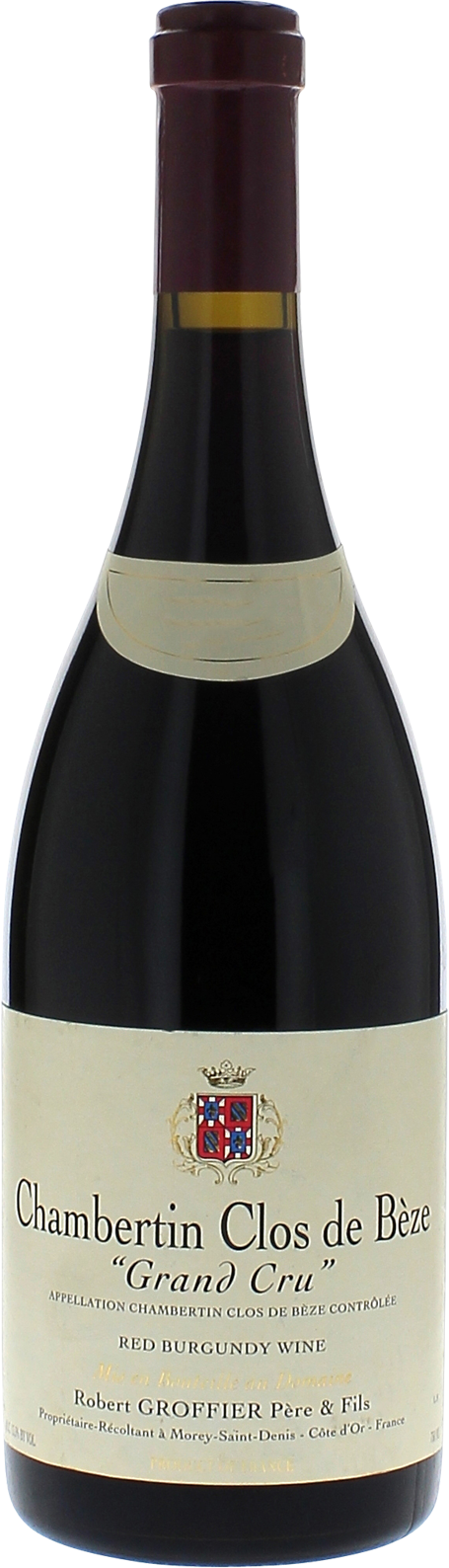 Chambertin Clos de Beze Grand cru Domaine GROFFIER ROBERT Bourgogne rouge 2002