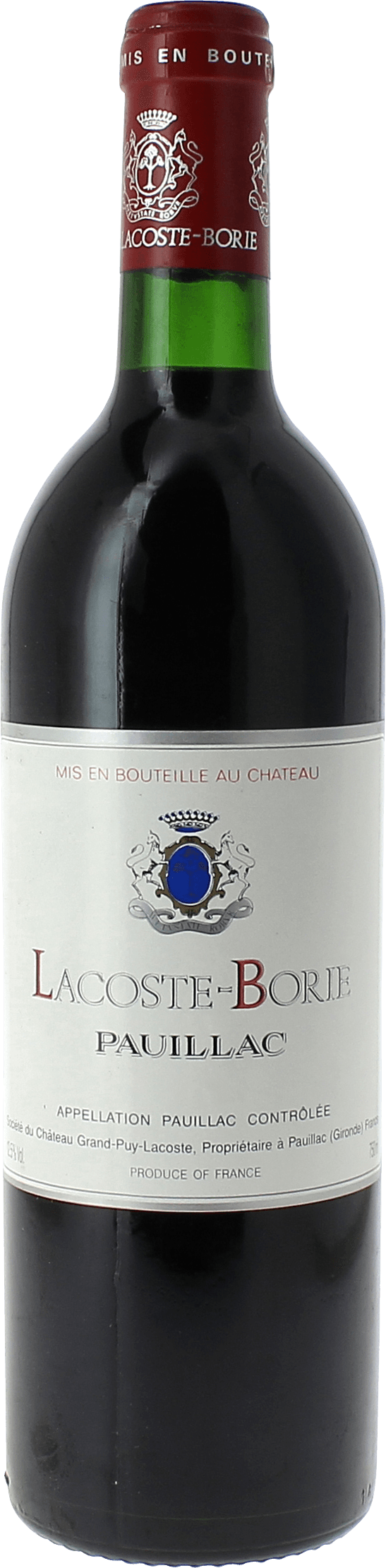 LACOSTE BORIE 2ème vin de Pontet Canet Pauillac Bordeaux rouge 1995