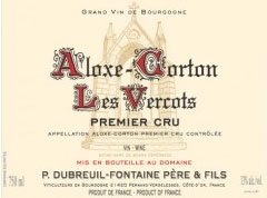 Aloxe corton 1er cru les vercots 2013 Domaine DUBREUIL FONTAINE, Bourgogne rouge