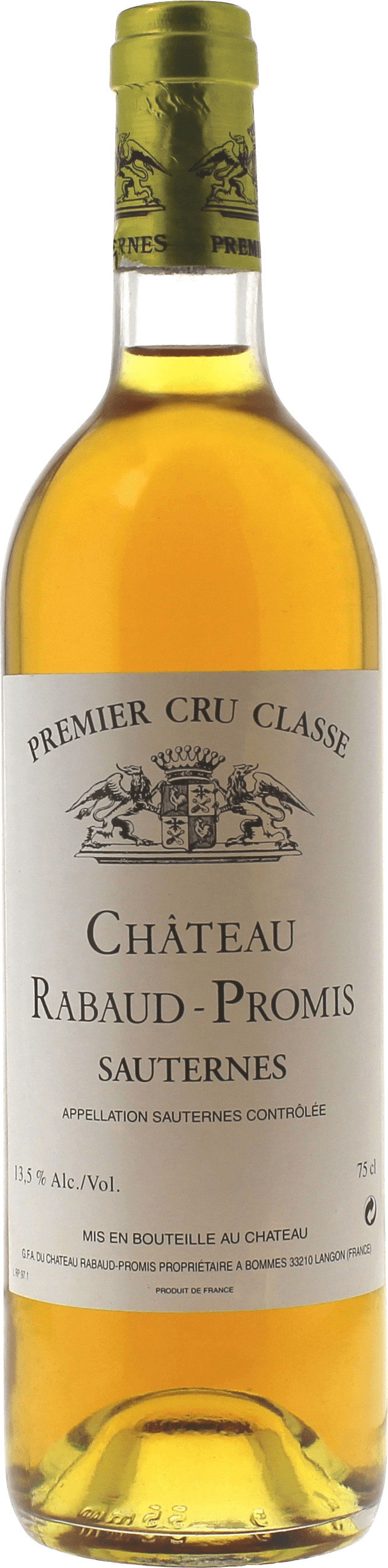 Rabaud promis 2001 1er cru Sauternes, Bordeaux blanc