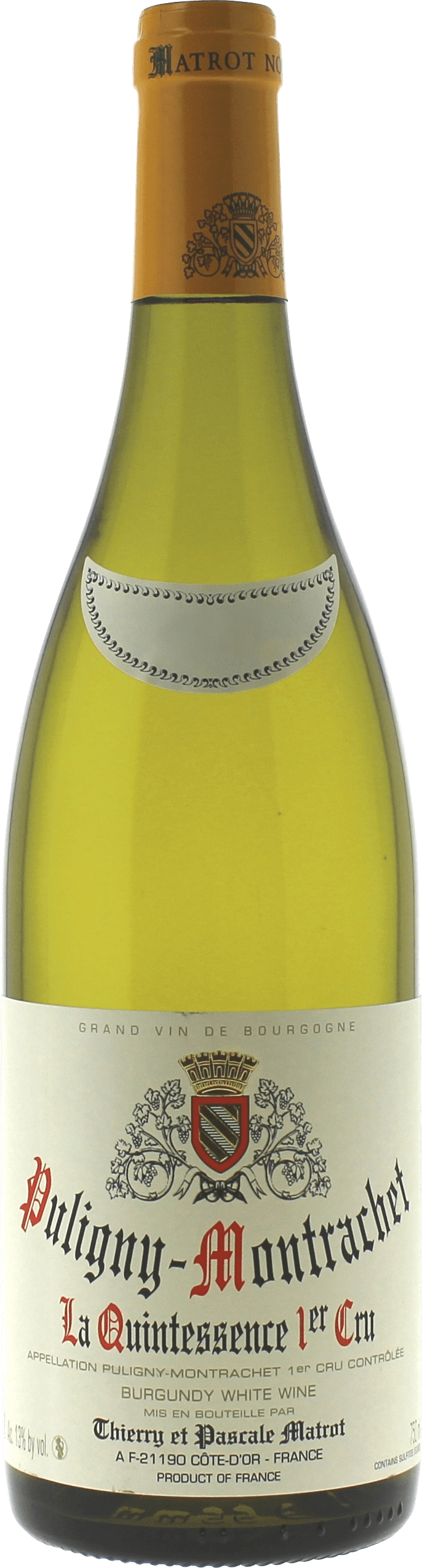 Puligny montrachet la quintessence 1er cru 2015 Domaine MATROT, Bourgogne blanc