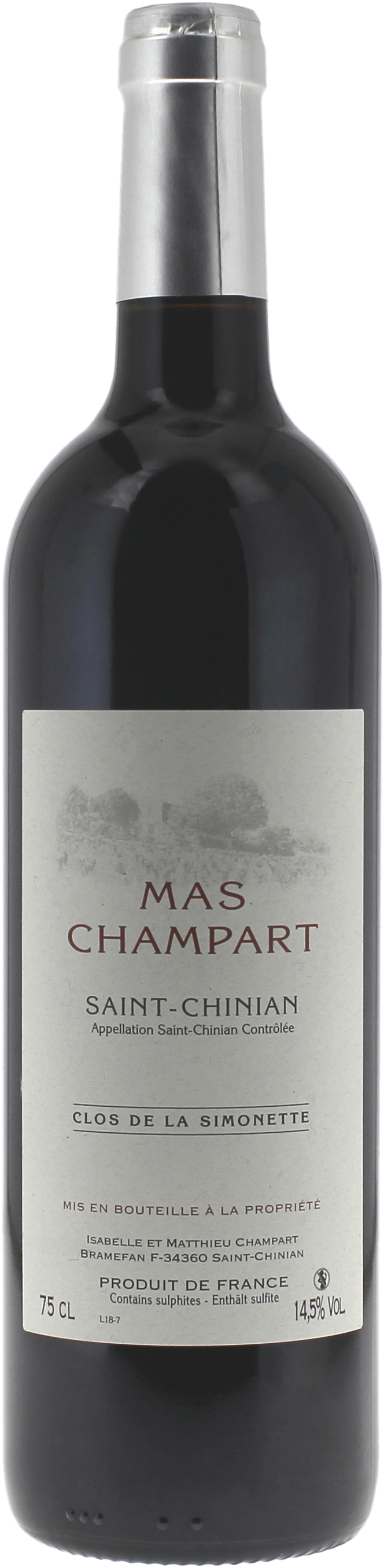 Mas champart clos de la simonette 2015  AOP, Languedoc rouge