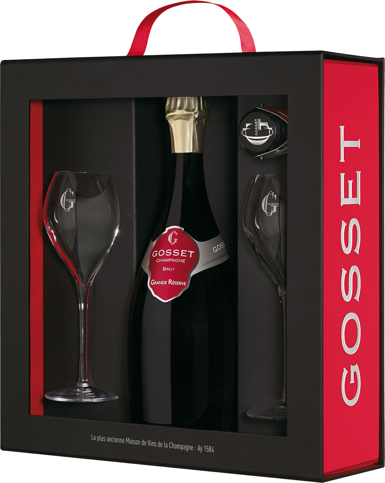 Coffret gosset grande reserve avec verres et bouchon  Gosset, Champagne