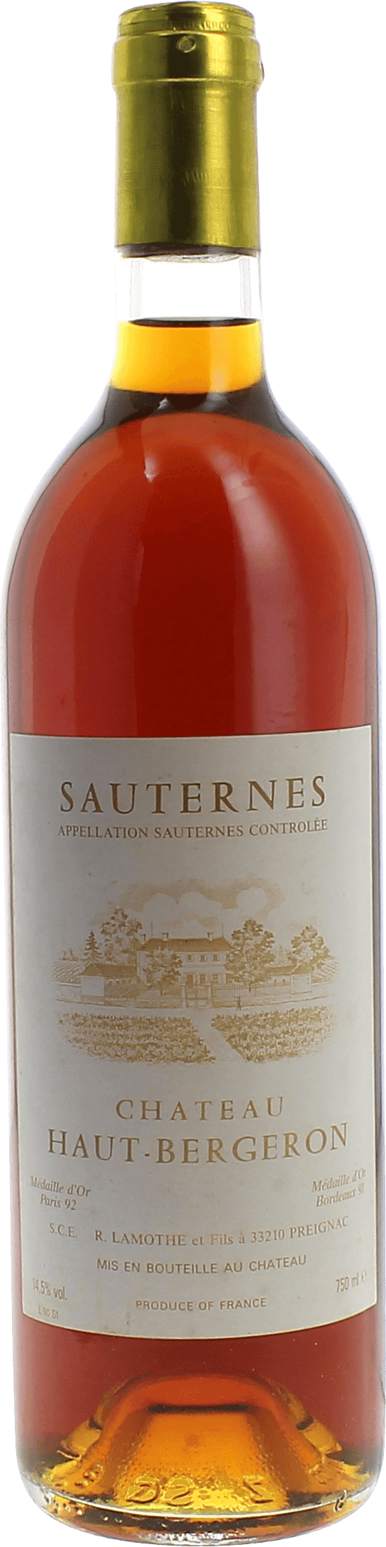 Haut bergeron 2002  Sauternes, Bordeaux blanc