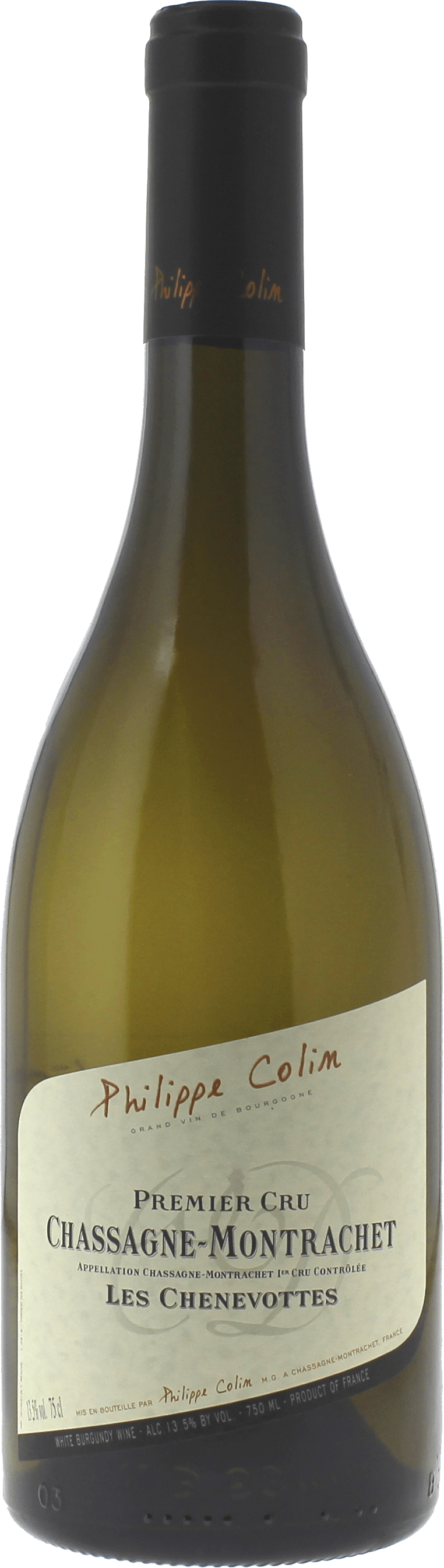 Chassagne montrachet 1er cru les chenevottes 2018 Domaine COLIN Philippe, Bourgogne blanc