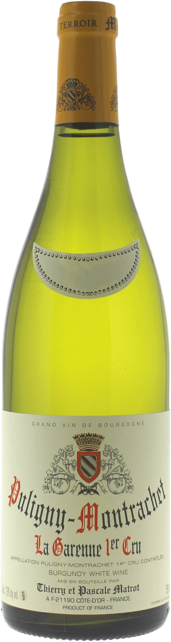Puligny montrachet 1er cru la garenne 2019 Domaine MATROT, Bourgogne blanc
