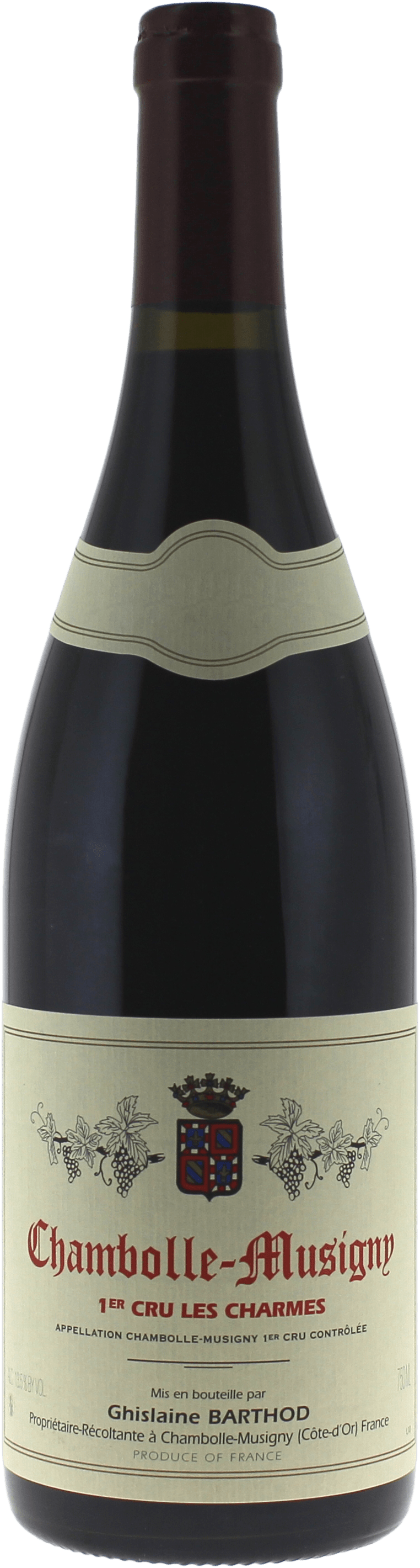 Chambolle musigny 1er cru les charmes 2018 Domaine BARTHOD Ghislaine, Bourgogne rouge