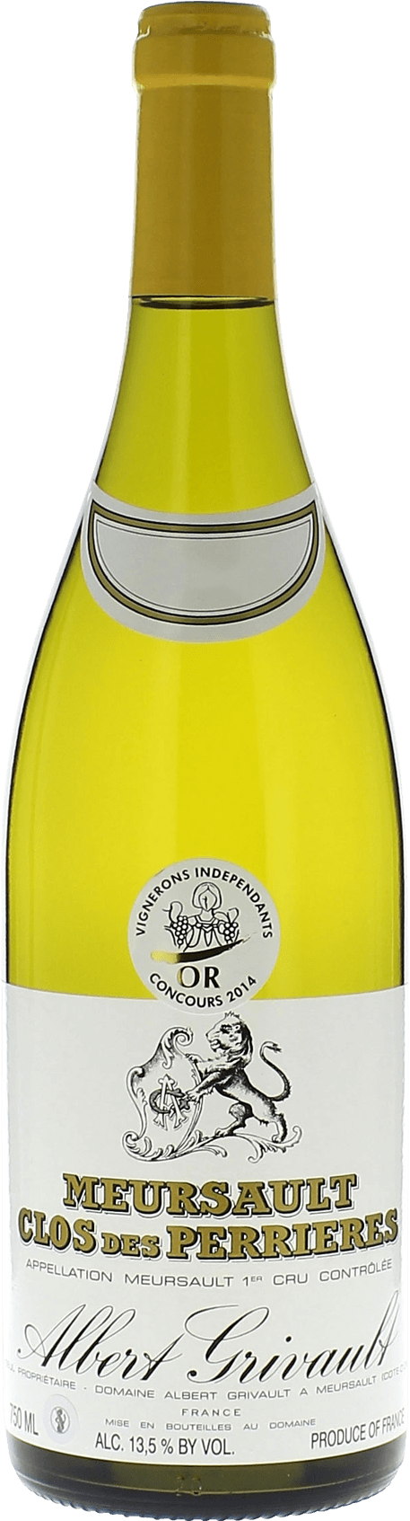 Meursault clos des perrires 1er cru 2021 Domaine GRIVAULT Albert, Bourgogne blanc