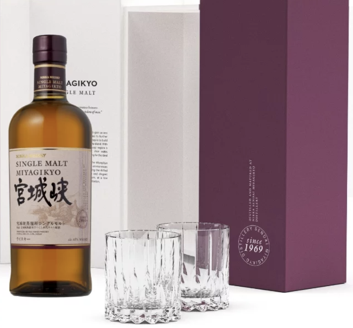 Whisky japonais miyagikyo single malt coffret 2 verres riedel 45  Whisky