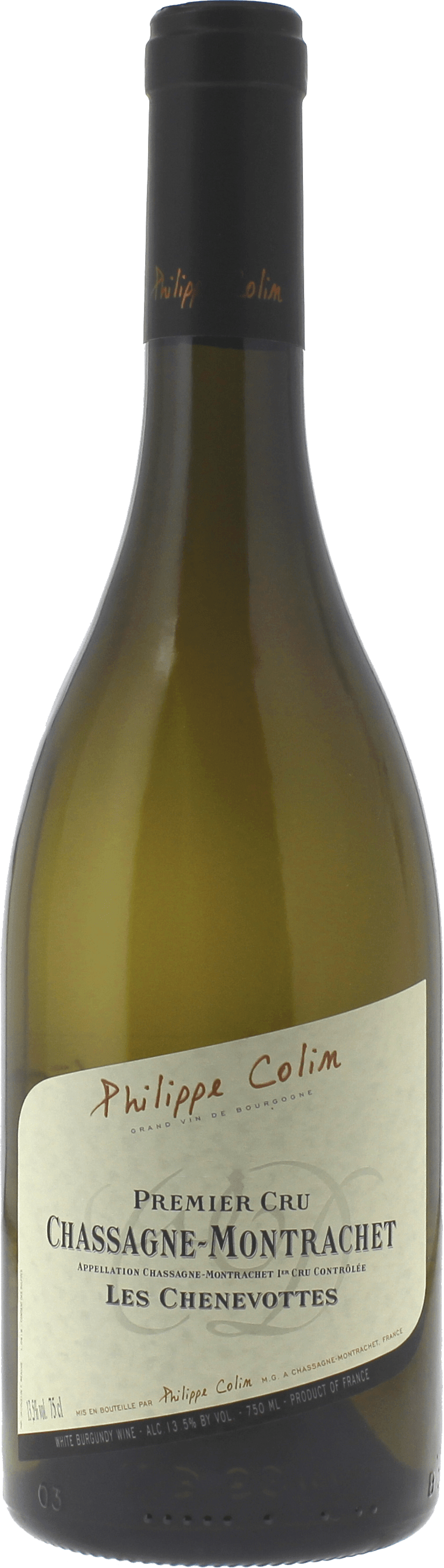 Chassagne montrachet 1er cru chenevottes 2022 Domaine COLIN Philippe, Bourgogne blanc