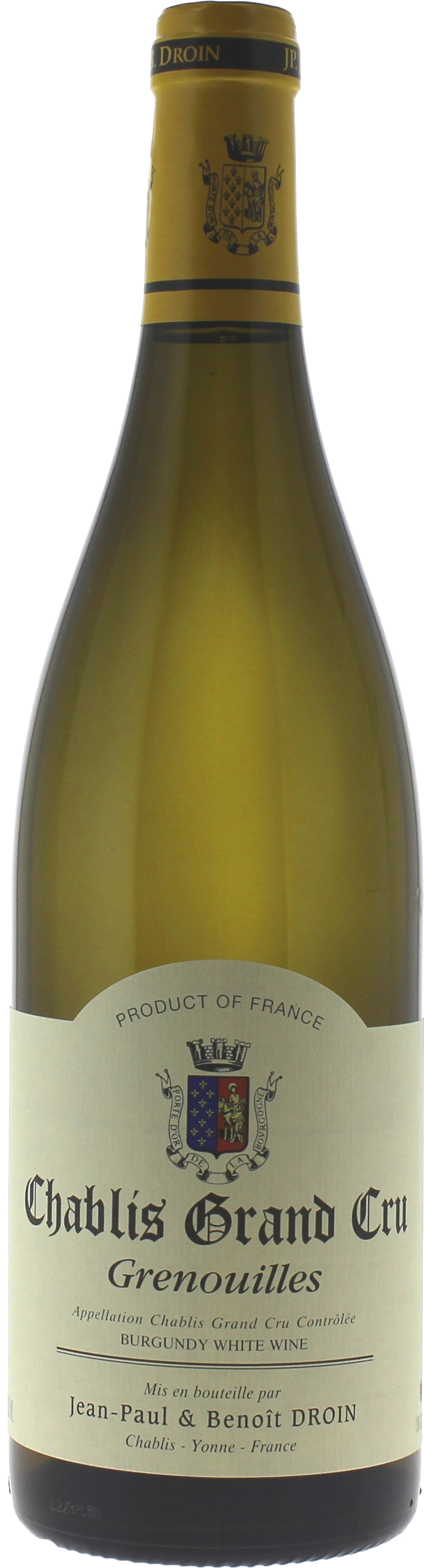 Chablis grand cru grenouilles 2023 Domaine DROIN, Bourgogne blanc