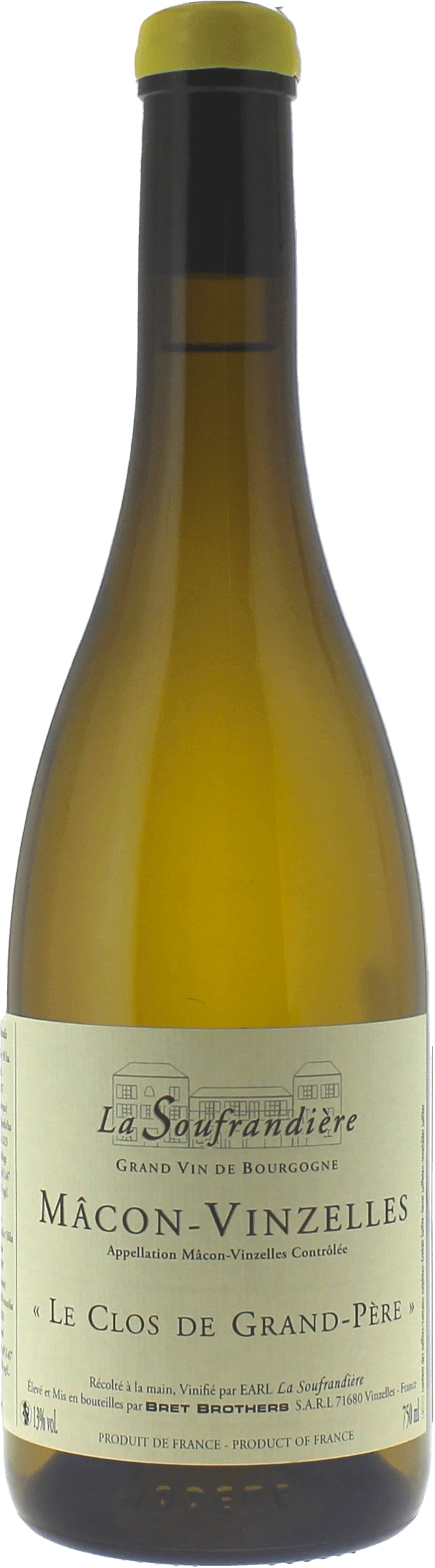 Macon-vinzelles clos de grand pre la soufrandire 2023 Domaine BRET BROTHERS, Bourgogne blanc