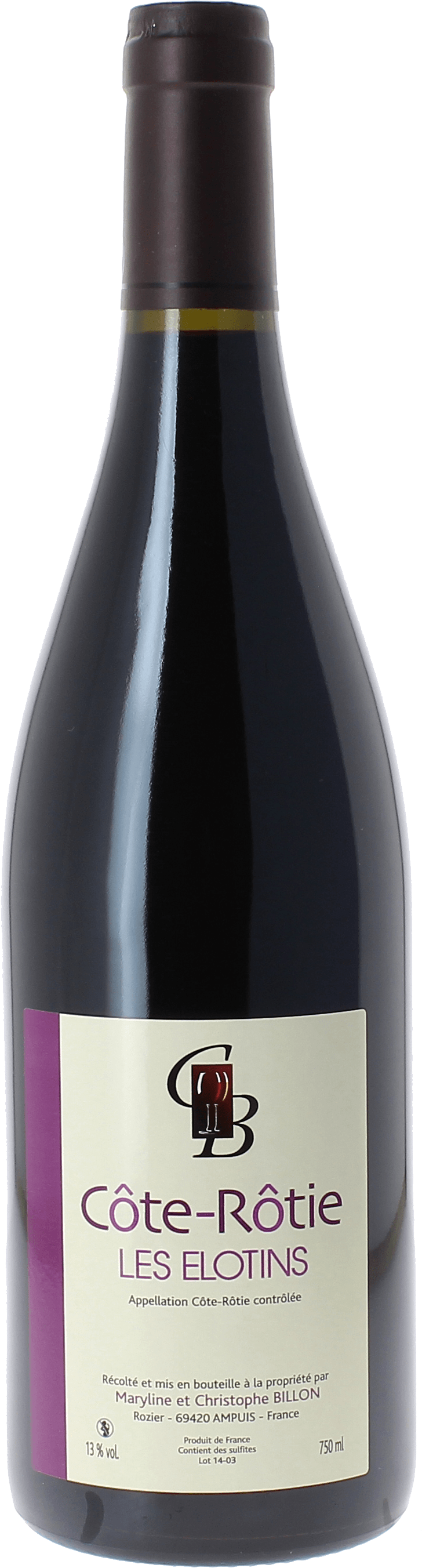 Cte rotie les elotins domaine billon 2022  Cte Rotie, Valle du Rhne Rouge